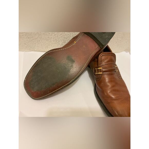 Vintage Mason shoe velvet horse bit Men\'s Brown Leather Slip-On Dress Shoes 12 B